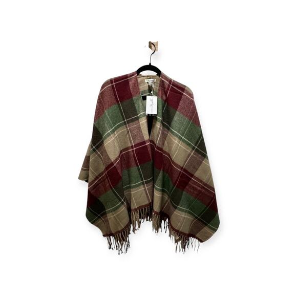 Simply Noelle Acrylic Poncho Wrap Red Green Color New (One Size Fits All) - Picture 1 of 8